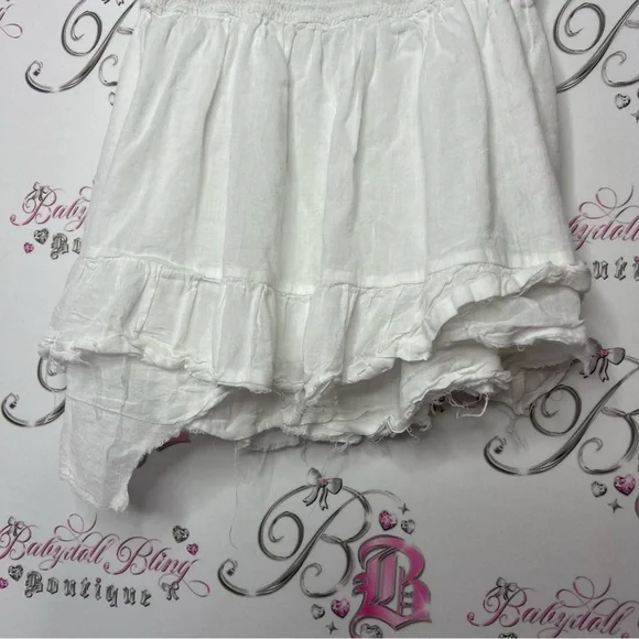 Joe & Kate tank top distressed ruffle frilly zip up side white cute boho shirt - Picture 5 of 8